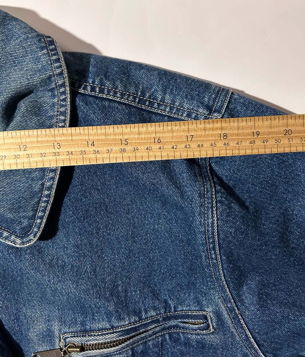 90s Vintage Only Denim Denim Chore Barn Jacket with Plaid Lining - Picture 8 of 12